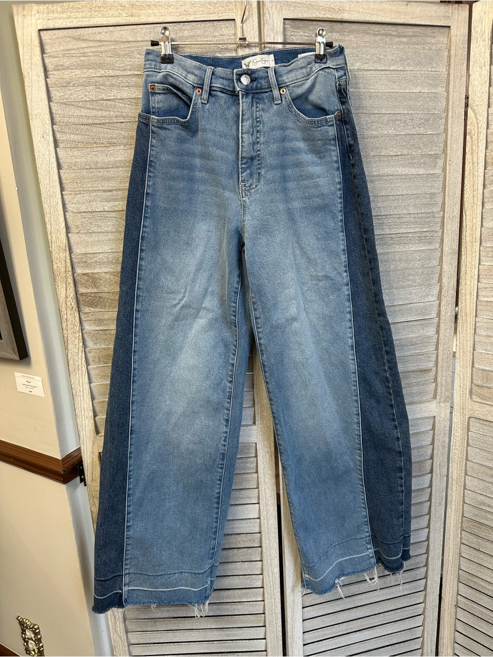 Jessica Simpson Two-Tone Blue Wide-Leg Jeans